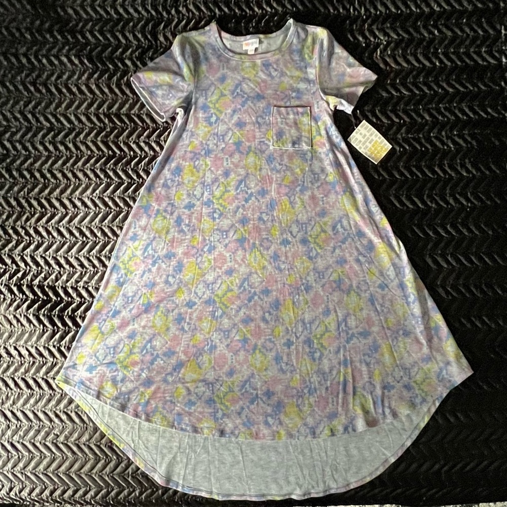 NWT LuLaRoe Carly Dress, Size XXS, Comfortable, High-Low Hem, A-Line Fit